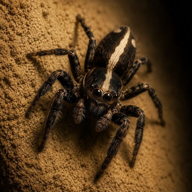 Pantropical jumping spider (Plexippus paykulli) on a wall